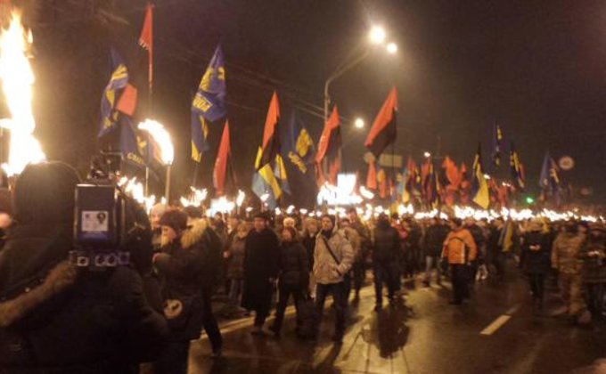 В Киеве проходит факельное шествие ко дню рождения Бандеры