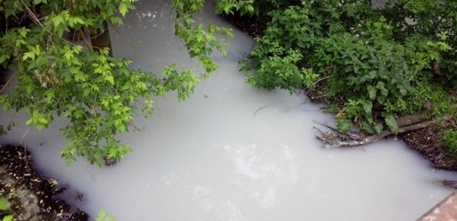На Харьковщине локальная эко-катастрофа: от сбросов побелела река - Фото