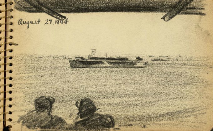В США опубликовали рисунки из блокнота солдата Второй мировой