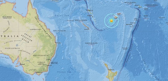 Около Фиджи в Тихом океане произошло мощное землетрясение - Фото