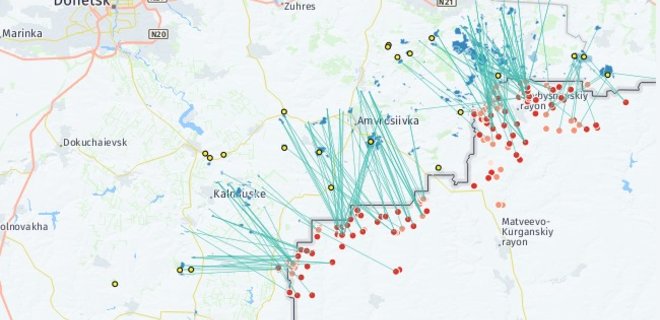 Как артиллерия РФ обстреливала Украину в 2014-м: карта Bellingcat - Фото