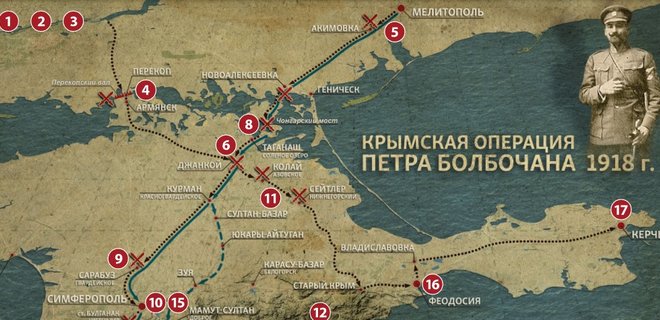 Как Болбочан от большевиков Крым освобождал: карта 1918 года - Фото