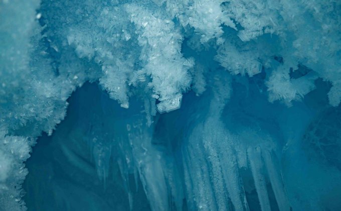 В Антарктиде обнаружен подледную пещеру с пером неизвестной науке птицы