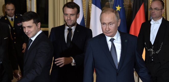 Встреча в Париже. Зеленский с кактусом, Путин и шарик: карикатура - Фото