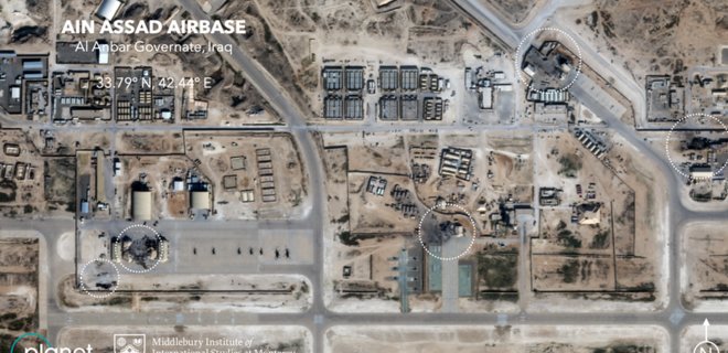 Спутниковые снимки показывают разрушения на базе США в Ираке - Фото