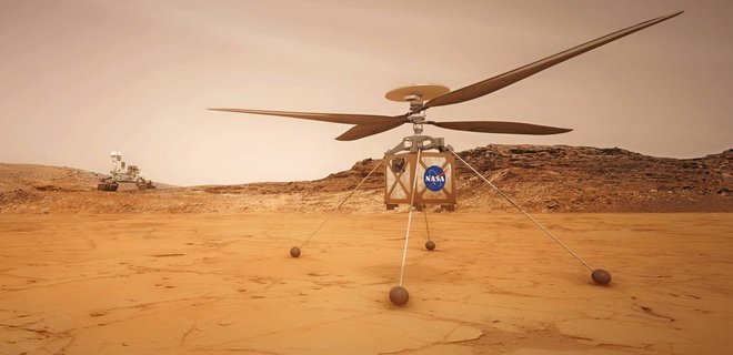 Миссия Perseverance. Вертолет NASA Ingenuity сделал свое первое фото на Марсе - Фото