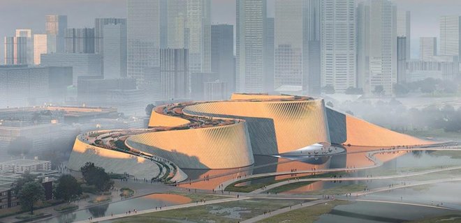 В Китае построят музей в виде гигантской волны. На его крыше будет парк для прогулок: фото - Фото