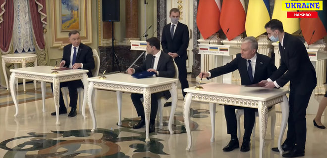 Президенти України, Польщі та Литви підписали спільну заяву про російську агресію - Фото