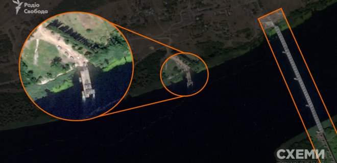 Херсон. Спутник снял новую переправу россиян возле поврежденных мостов – фото - Фото