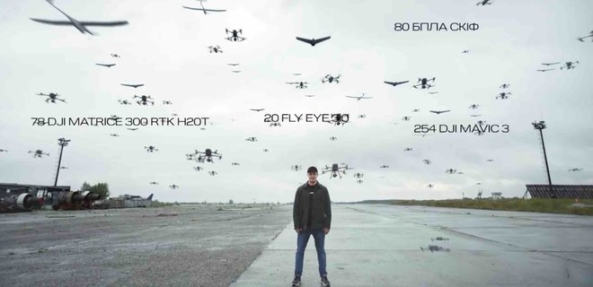 Федоров показал Армию дронов из почти 500 беспилотников в полете: видео - Фото