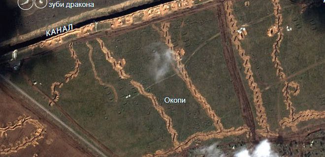 WP: Крим. Окупанти побудували мережу траншей та загороджень, подекуди довжиною у 900 метрів – фото - Фото